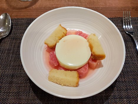 20200220_IMG202129_Pixel3a-JEB dessert: Buttermilk panna cotta, poached rhubarb, lemon cake
